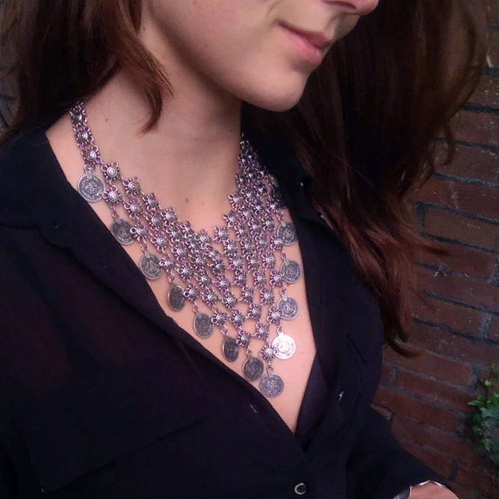 Vintage look boho Turkish style coin necklace